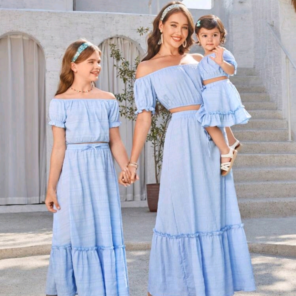 SHEIN VCAY Baby Summer Beach Vacation Off-Shoulder Puff Sleeve Fashion Holiday